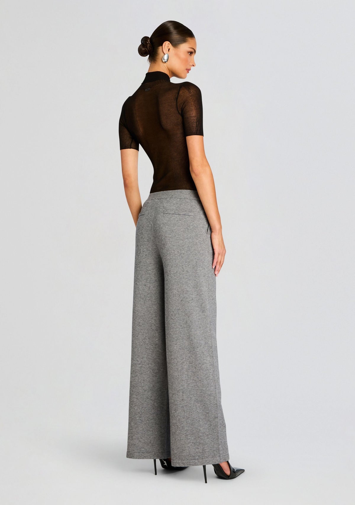 Alya Knit Pleated Trousers by SEROYA in Heathered Grey, product image 4