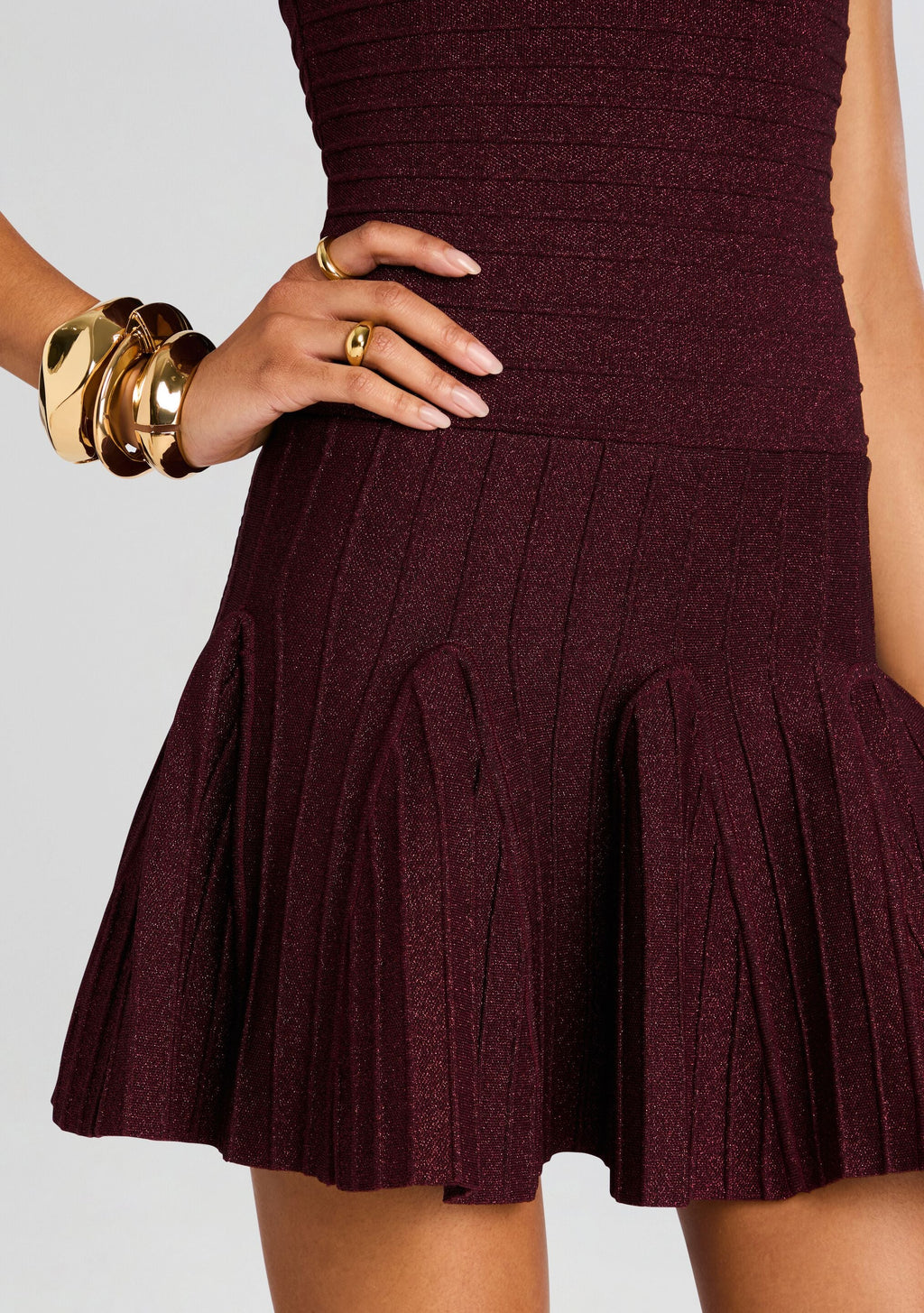 Audrina Metallic Knit Dress by retrofête in Metallic Port, product image 2