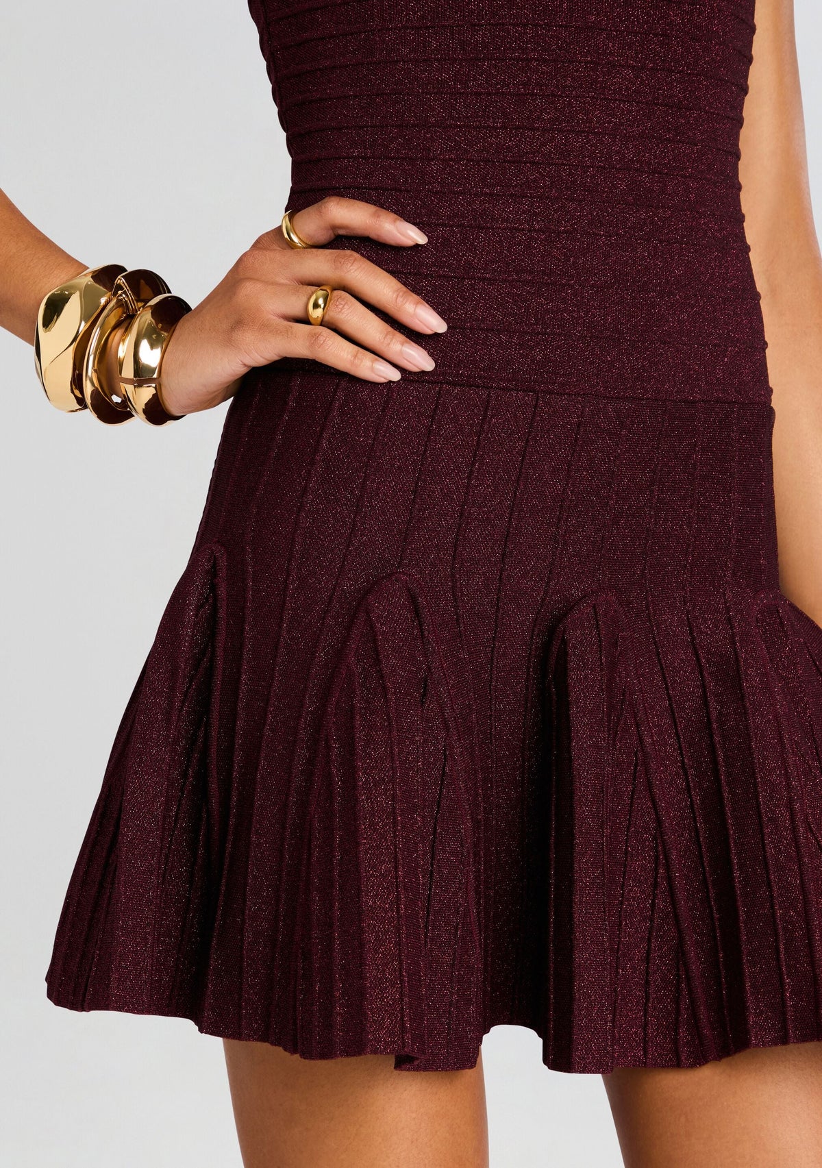 Audrina Metallic Knit Dress by retrofête in Metallic Port, product image 2