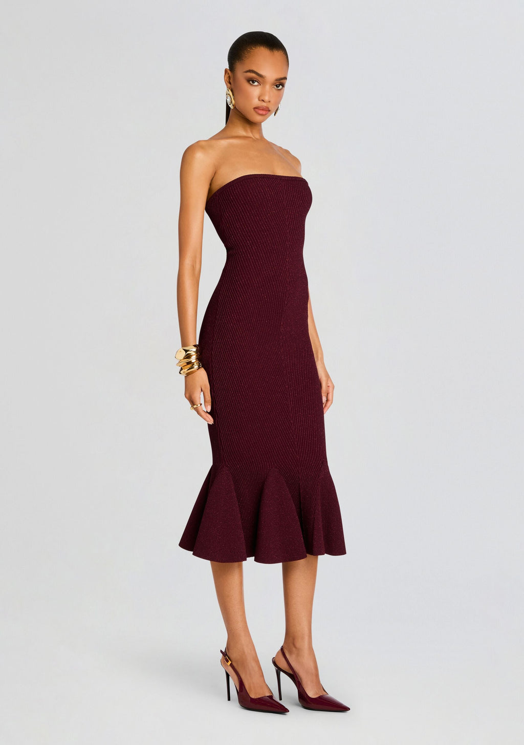 Blerina Metallic Knit Dress by retrofête in Metallic Port, product image 3