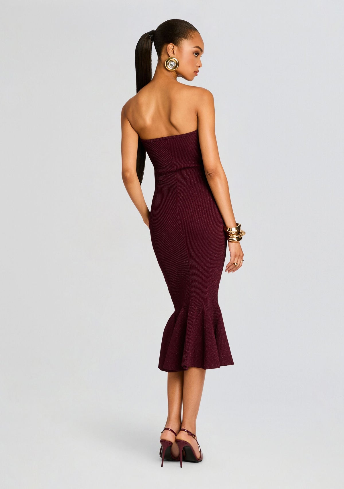 Blerina Metallic Knit Dress by retrofête in Metallic Port, product image 4