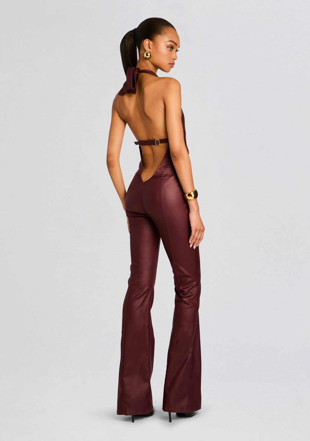 Cynthia Coated Denim Jumpsuit by retrofête in Coated Port, product image 4