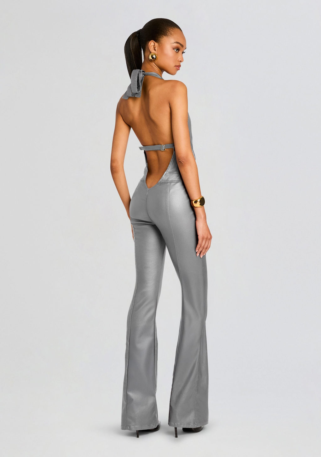 Cynthia Coated Denim Jumpsuit by retrofête in Coated Grey, product image 5