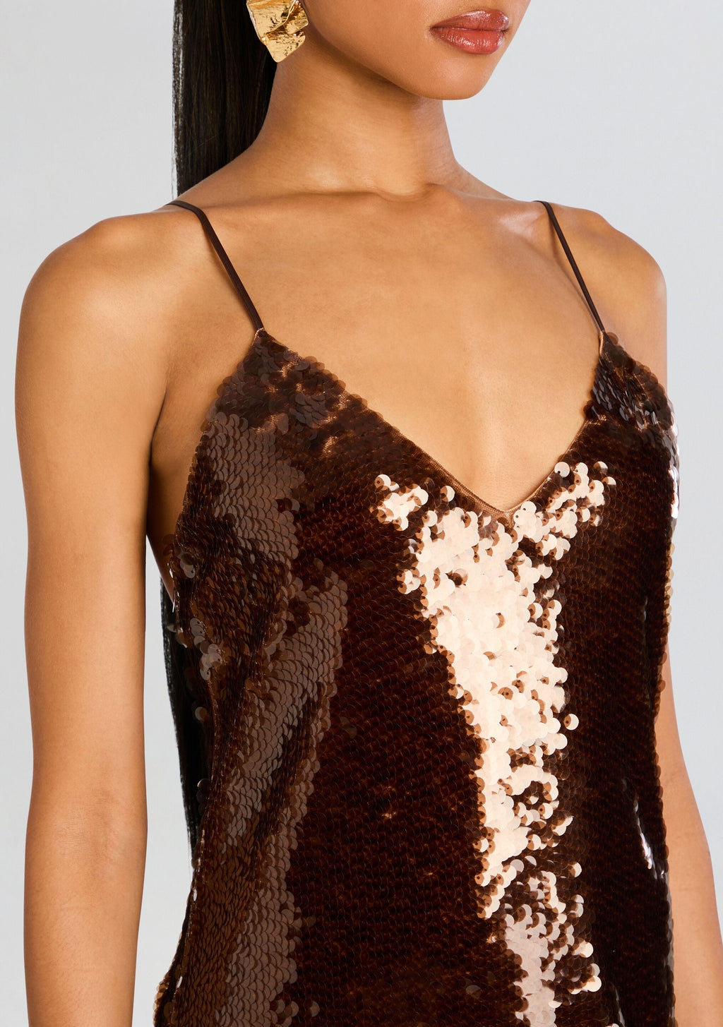 Deserae Sequin Dress by retrofête in Deep Brown, product image 2