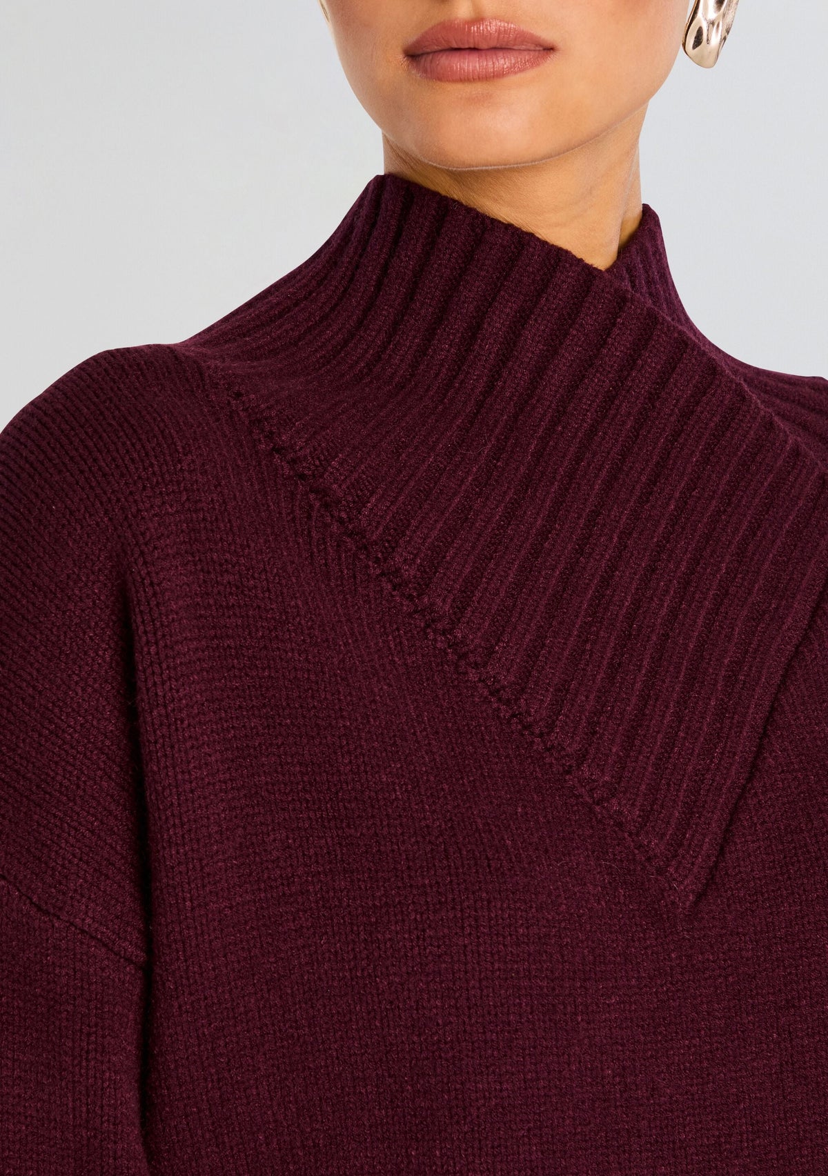Dessa Chunky Knit Sweater Dress by SEROYA in Merlot, product image 2