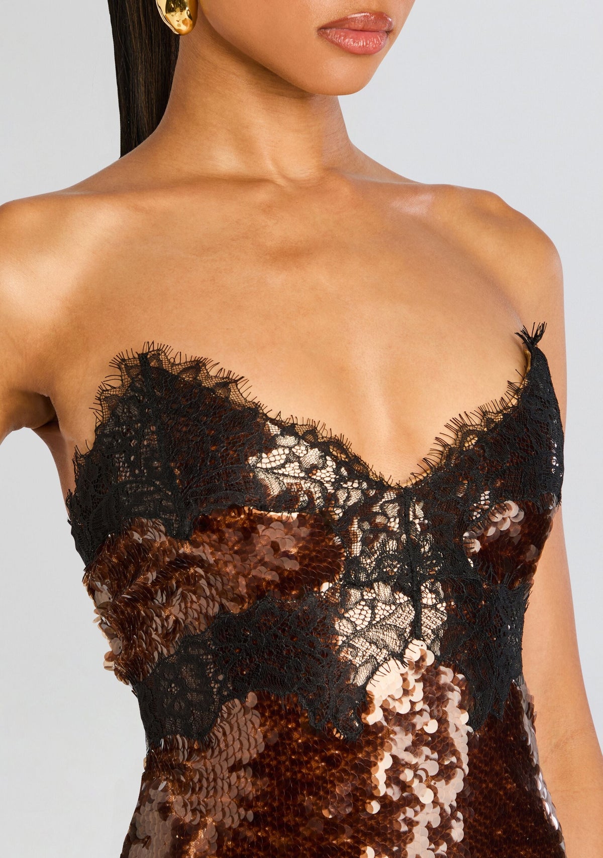 Ellen Sequin Dress by retrofête in Deep Brown, product image 2
