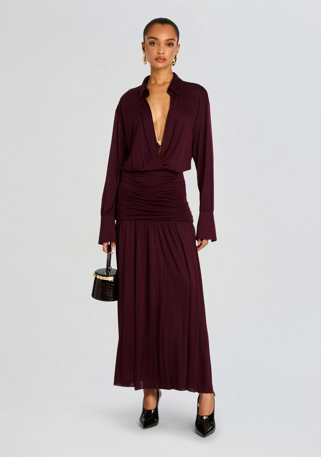 Farah Maxi Dress by SEROYA in Merlot, product image 5