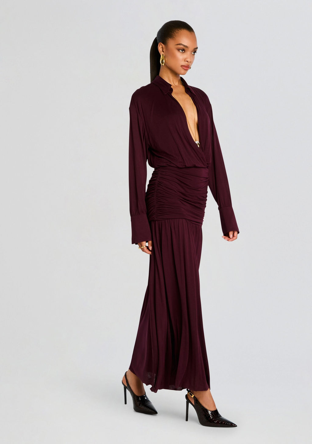 Farah Maxi Dress by SEROYA in Merlot, product image 3