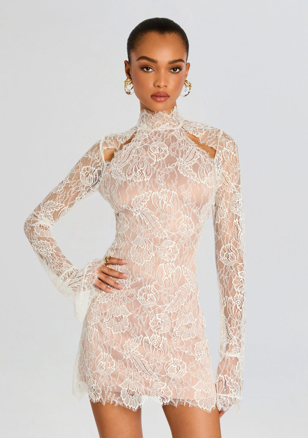 Gilana Lace Dress by retrofête in White, product image 5