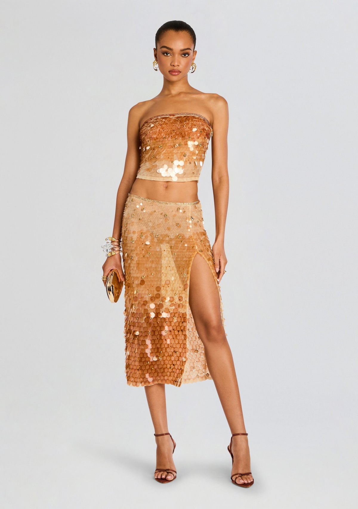 Janelle Sequin Top by retrofête in LightChampagne/Brown, product image 5