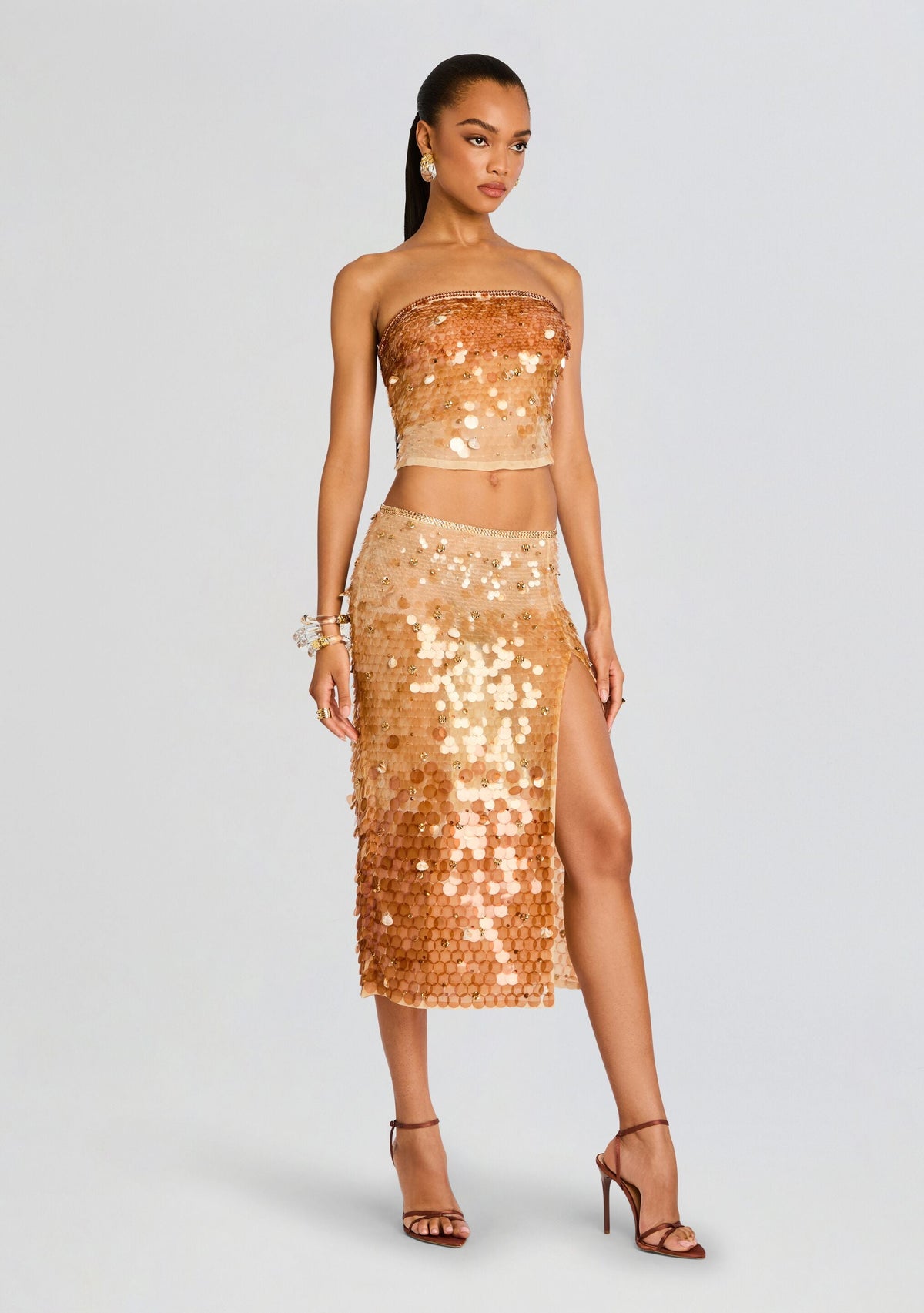 Janelle Sequin Top by retrofête in LightChampagne/Brown, product image 3