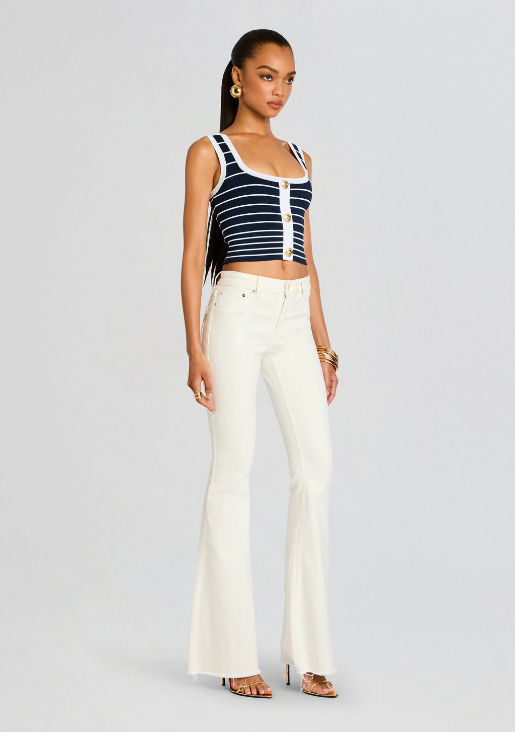 Zadie Metallic Knit Top by retrofête in Metallic Navy/White, product image 3