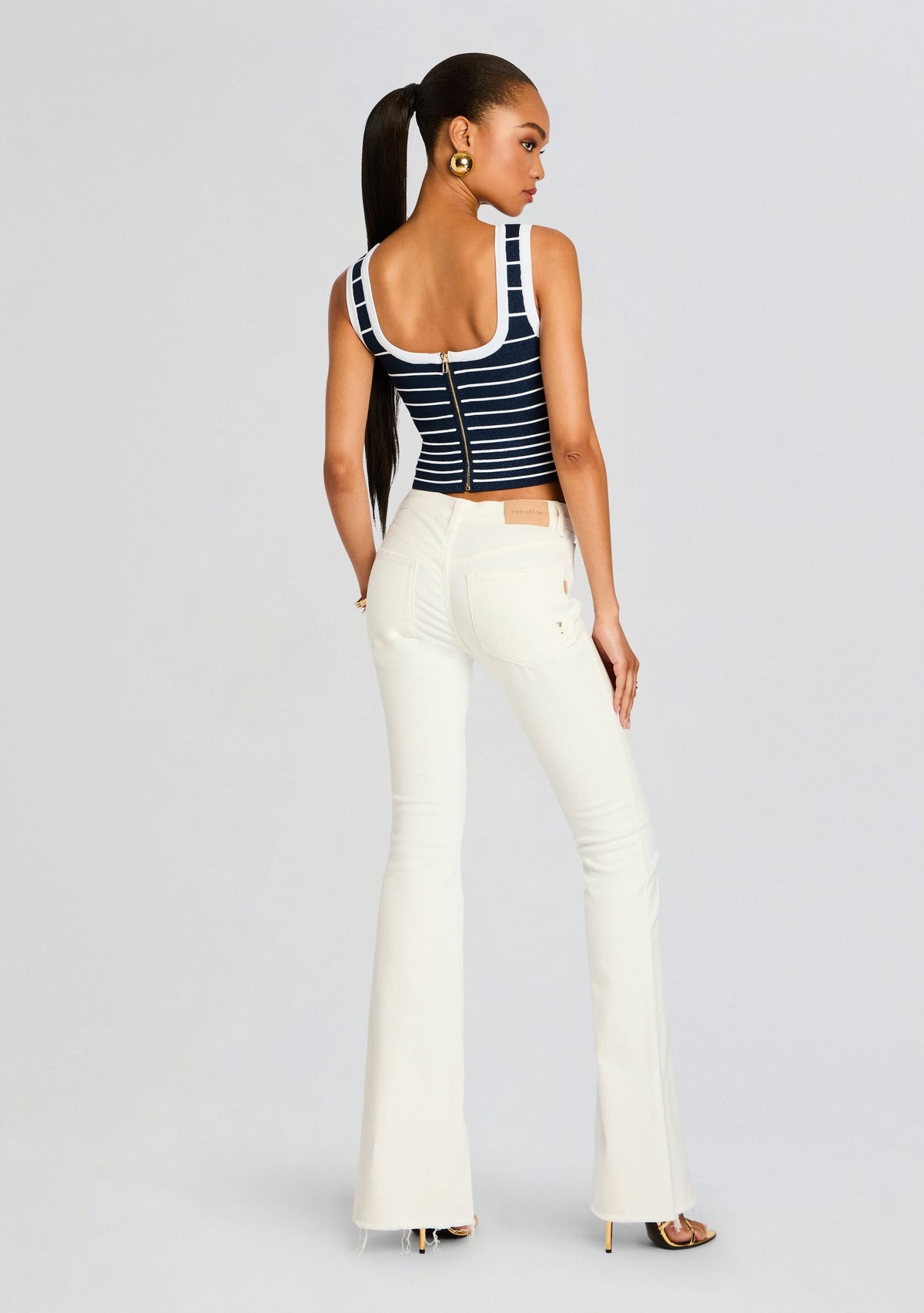 Zadie Metallic Knit Top by retrofête in Metallic Navy/White, product image 4