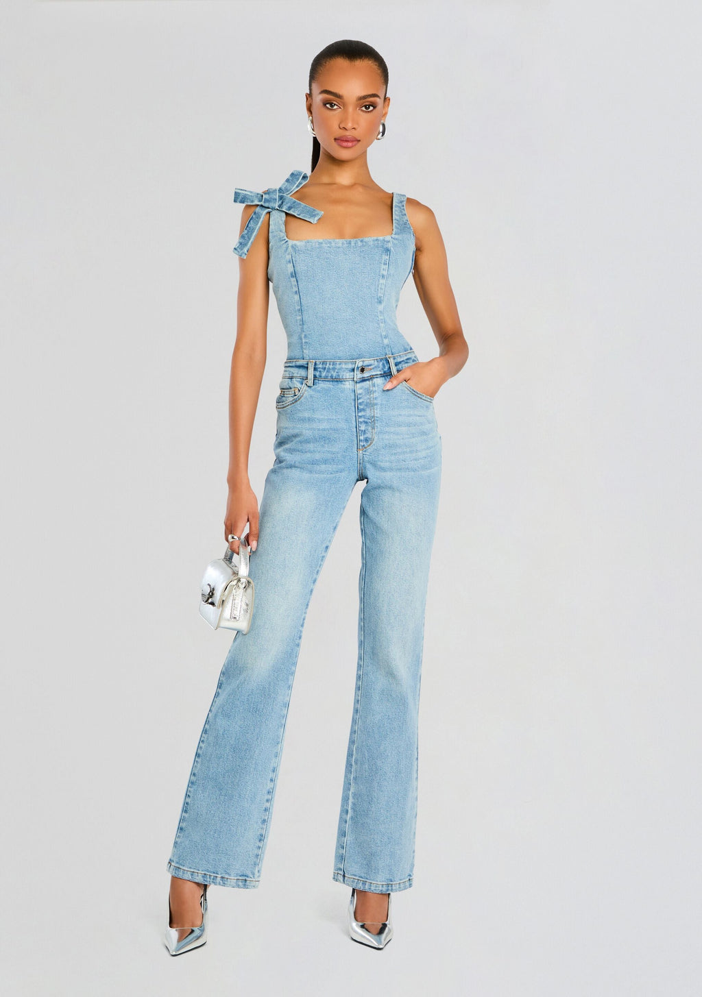 Dawson Denim Jumpsuit by retrofête in Tangier, product image 1