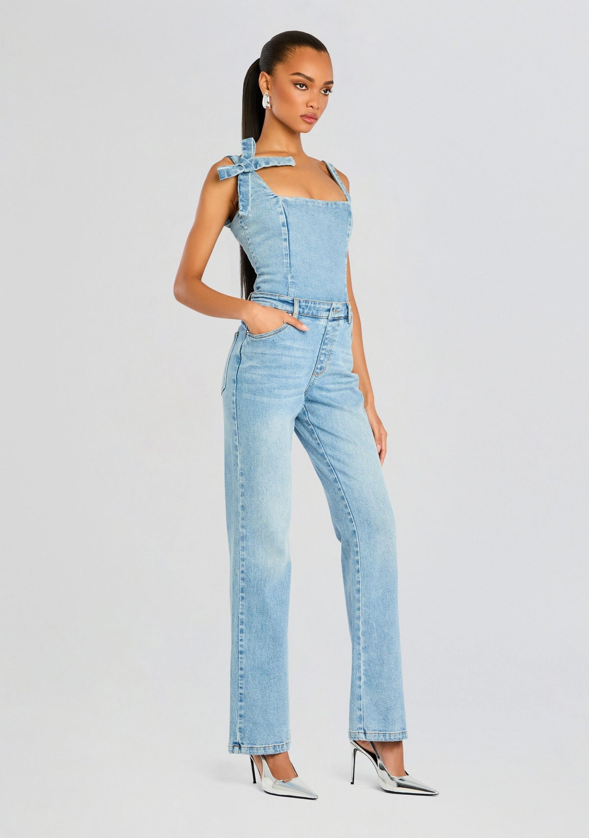 Dawson Denim Jumpsuit by retrofête in Tangier, product image 3