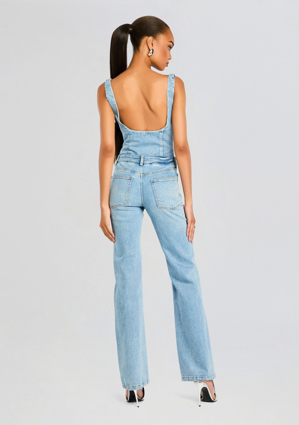 Dawson Denim Jumpsuit by retrofête in Tangier, product image 4