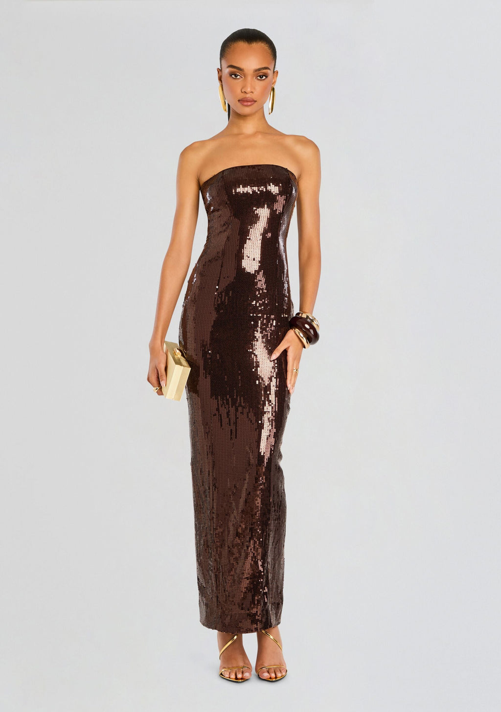 Ember Sequin Dress by retrofête in Dark Chocolate, product image 1
