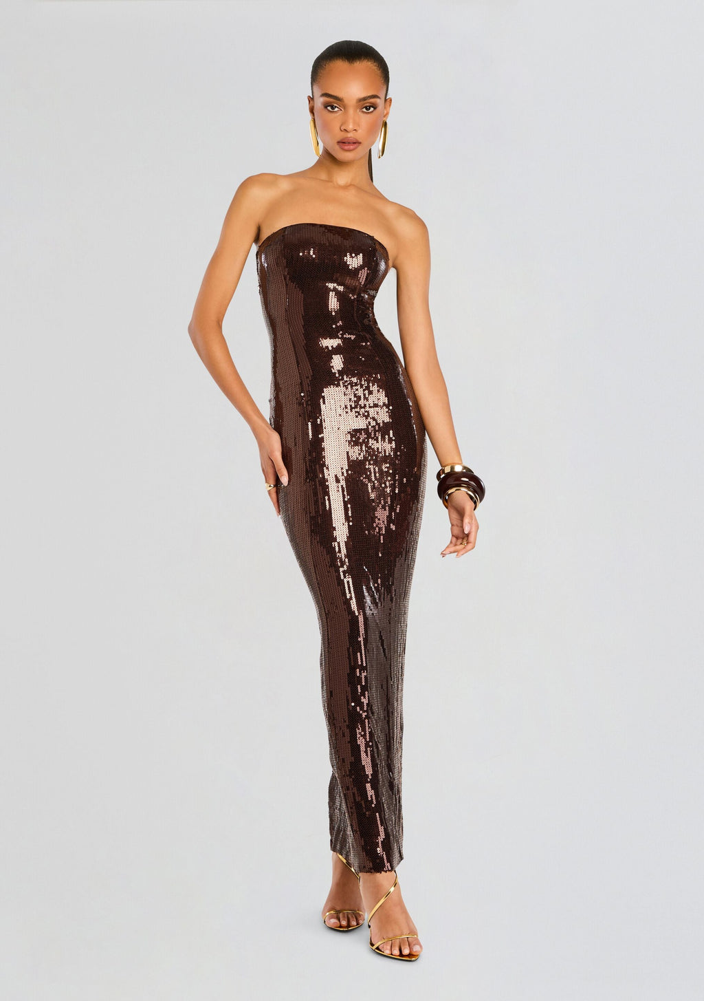 Ember Sequin Dress by retrofête in Dark Chocolate, product image 5
