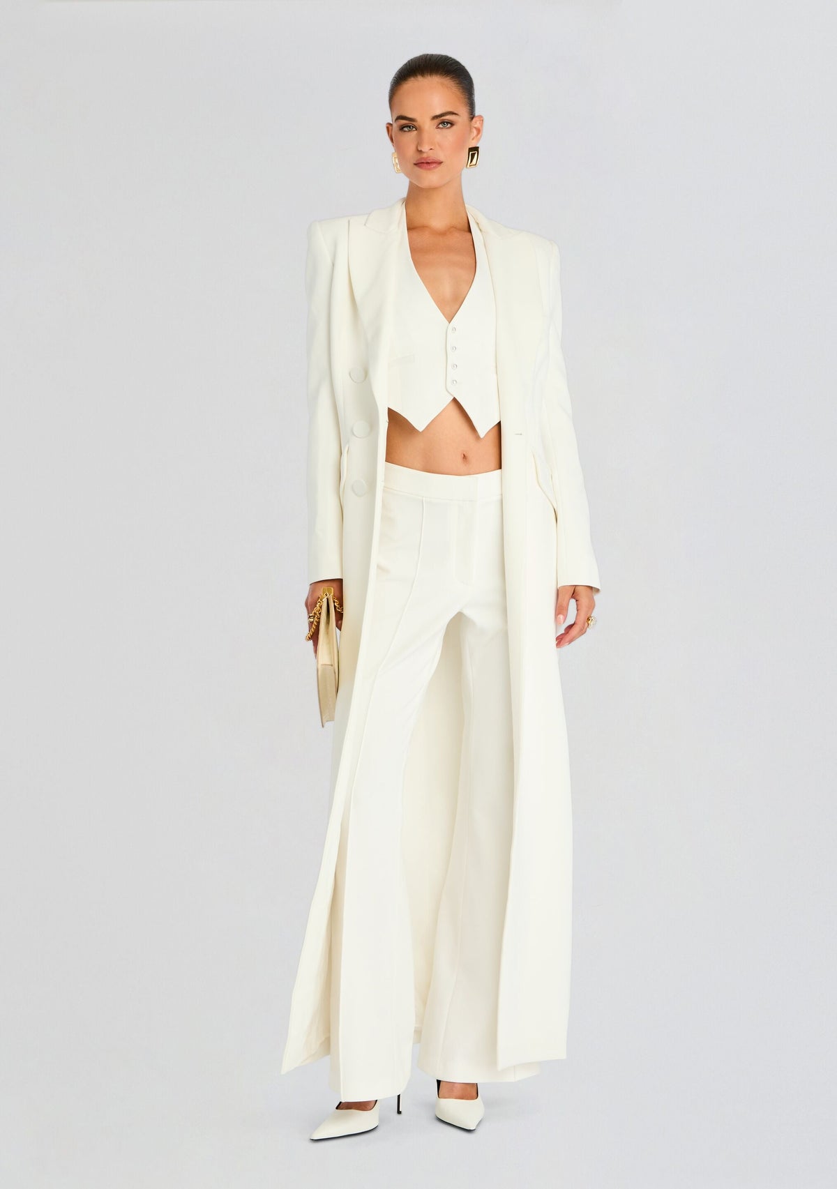 Amberly Blazer Evening Dress by Sans Faff in White, product image 5