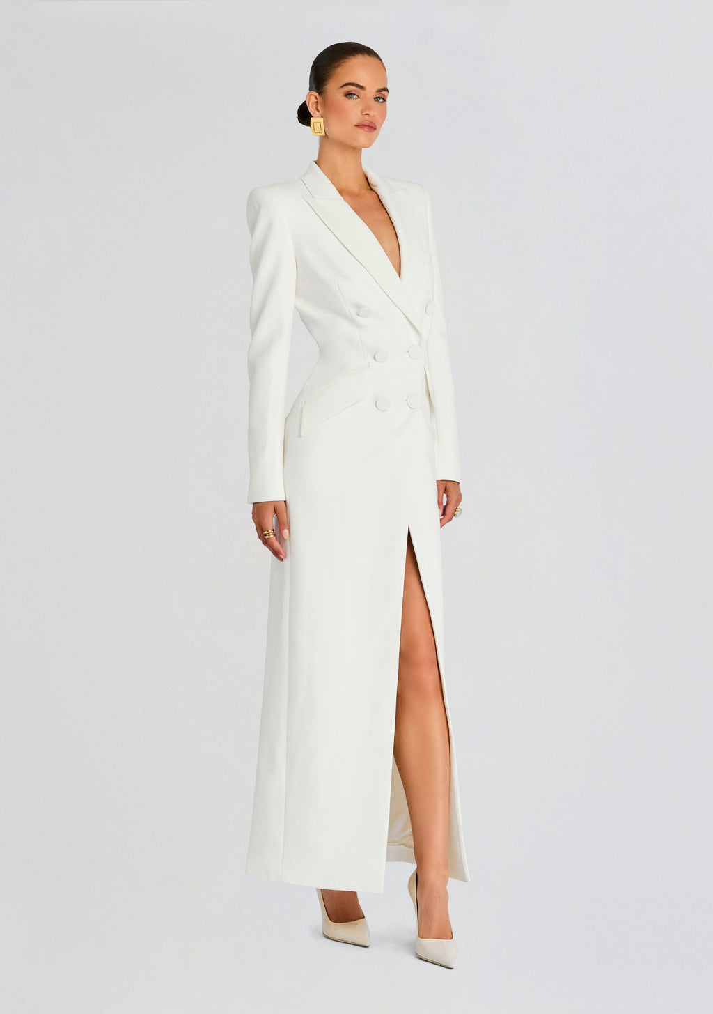 Amberly Blazer Evening Dress by Sans Faff in White, product image 3