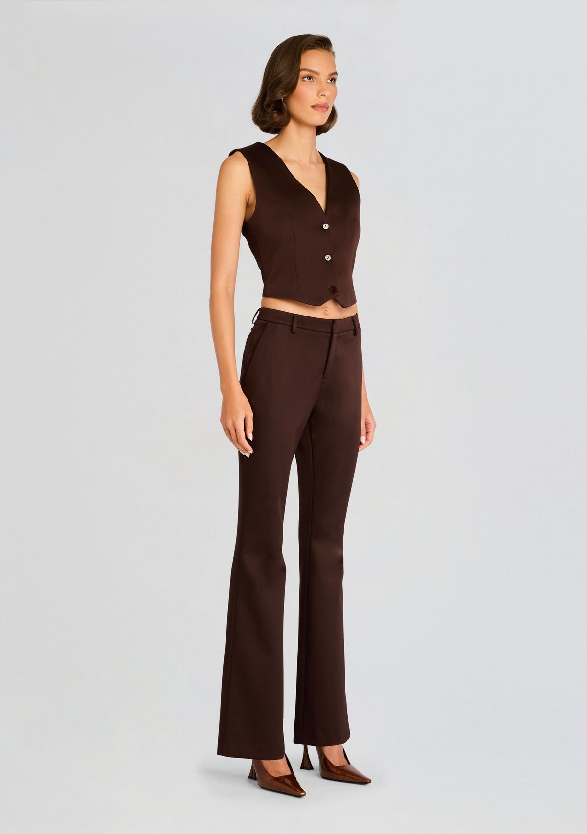 Edwina Heavy Satin Vest by SEROYA in Ash Brown, product image 4