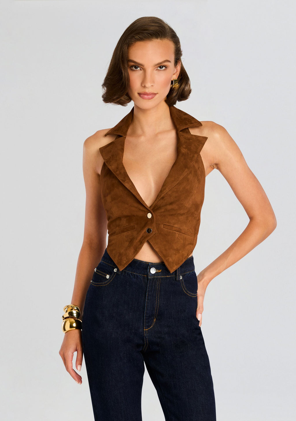 Josephine Suede Vest by retrofête in Cinnamon, product image 1