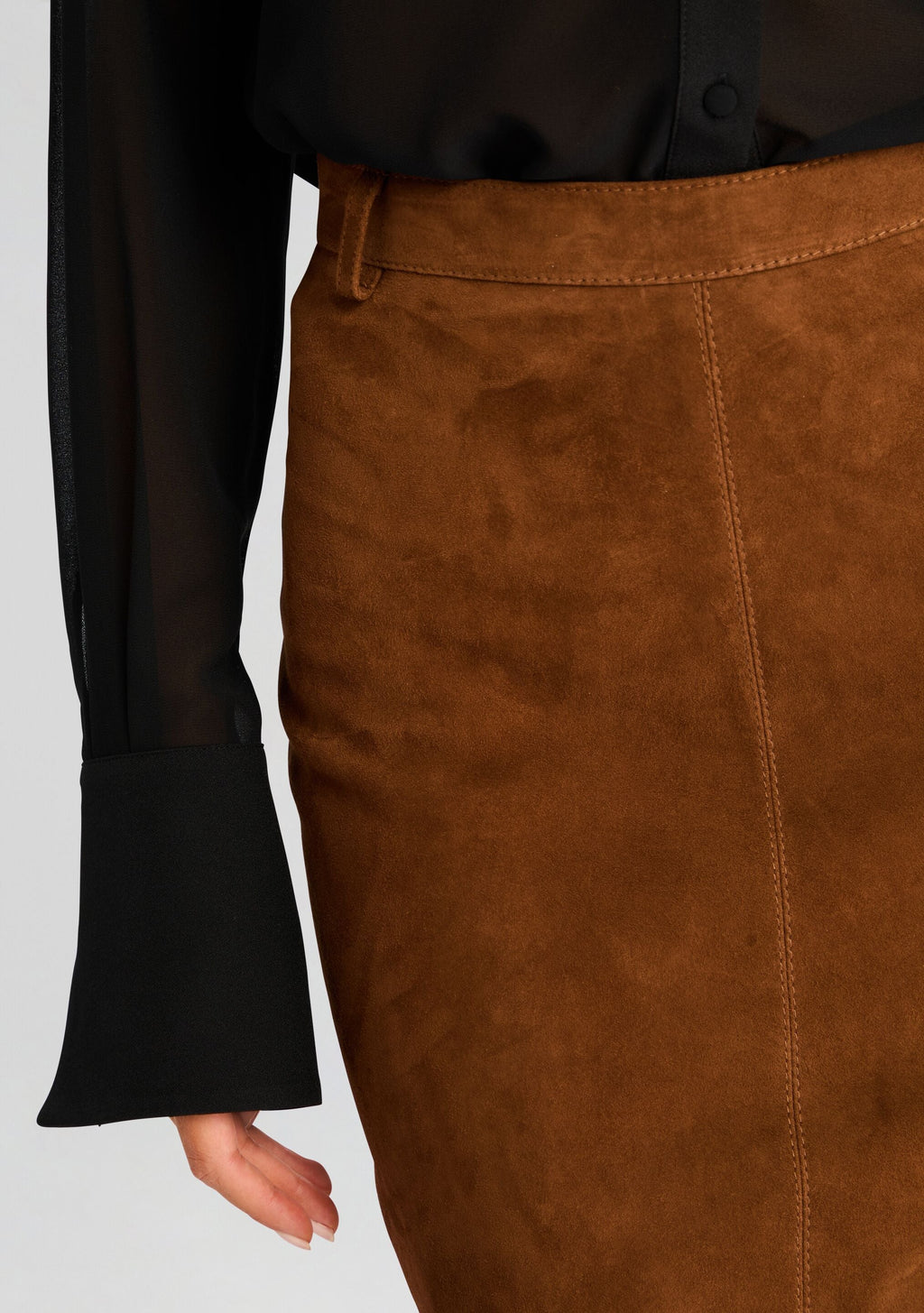Marcella Suede Leather Skirt by retrofête in Cinnamon, product image 3