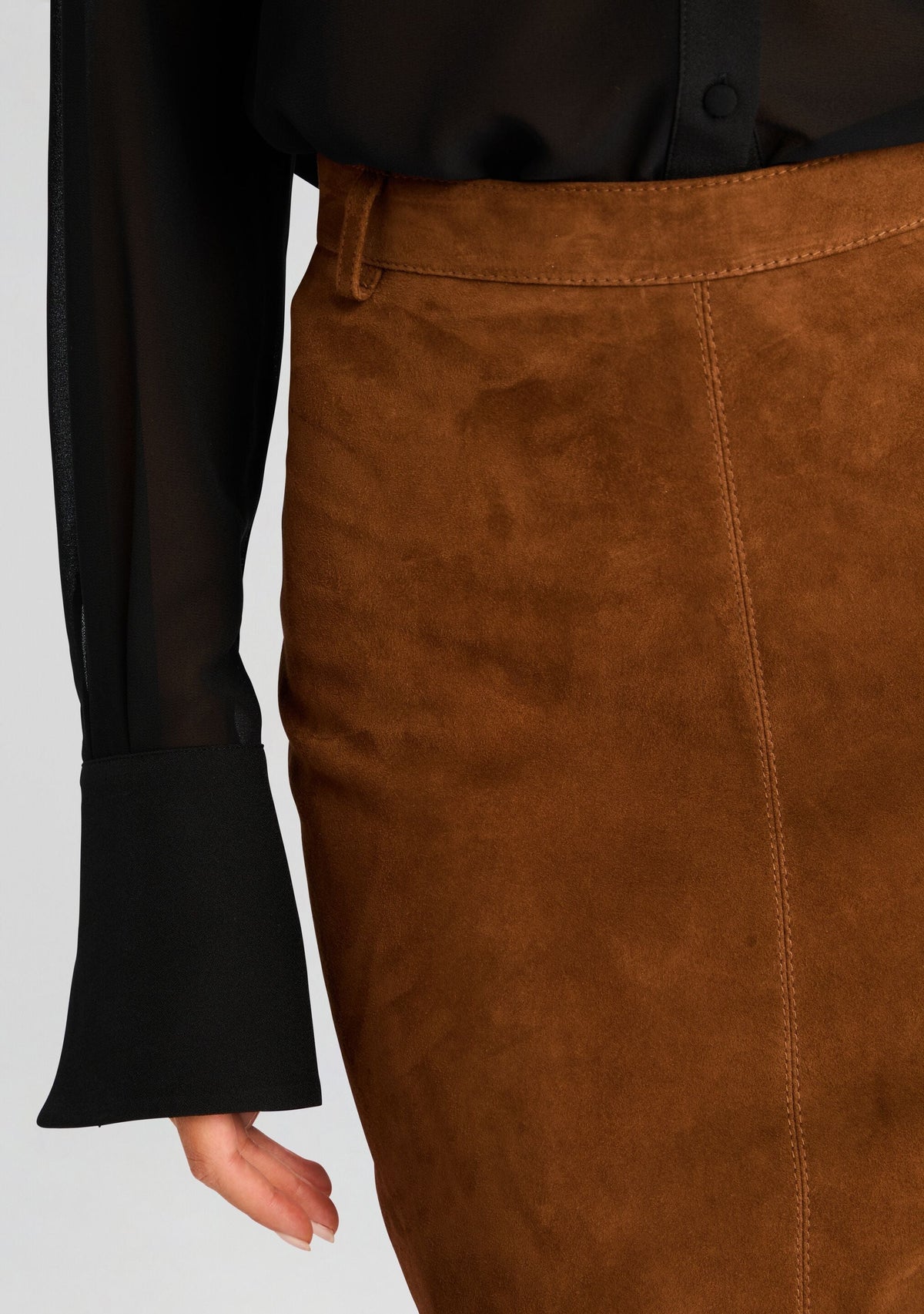 Marcella Suede Leather Skirt by retrofête in Cinnamon, product image 3