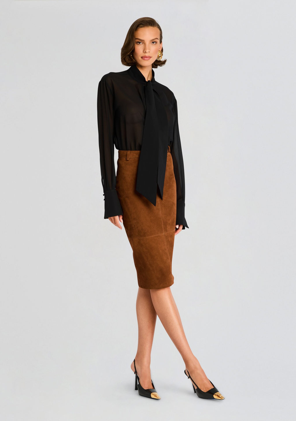 Marcella Suede Leather Skirt by retrofête in Cinnamon, product image 4