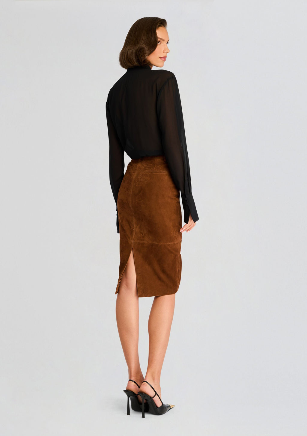 Marcella Suede Leather Skirt by retrofête in Cinnamon, product image 5