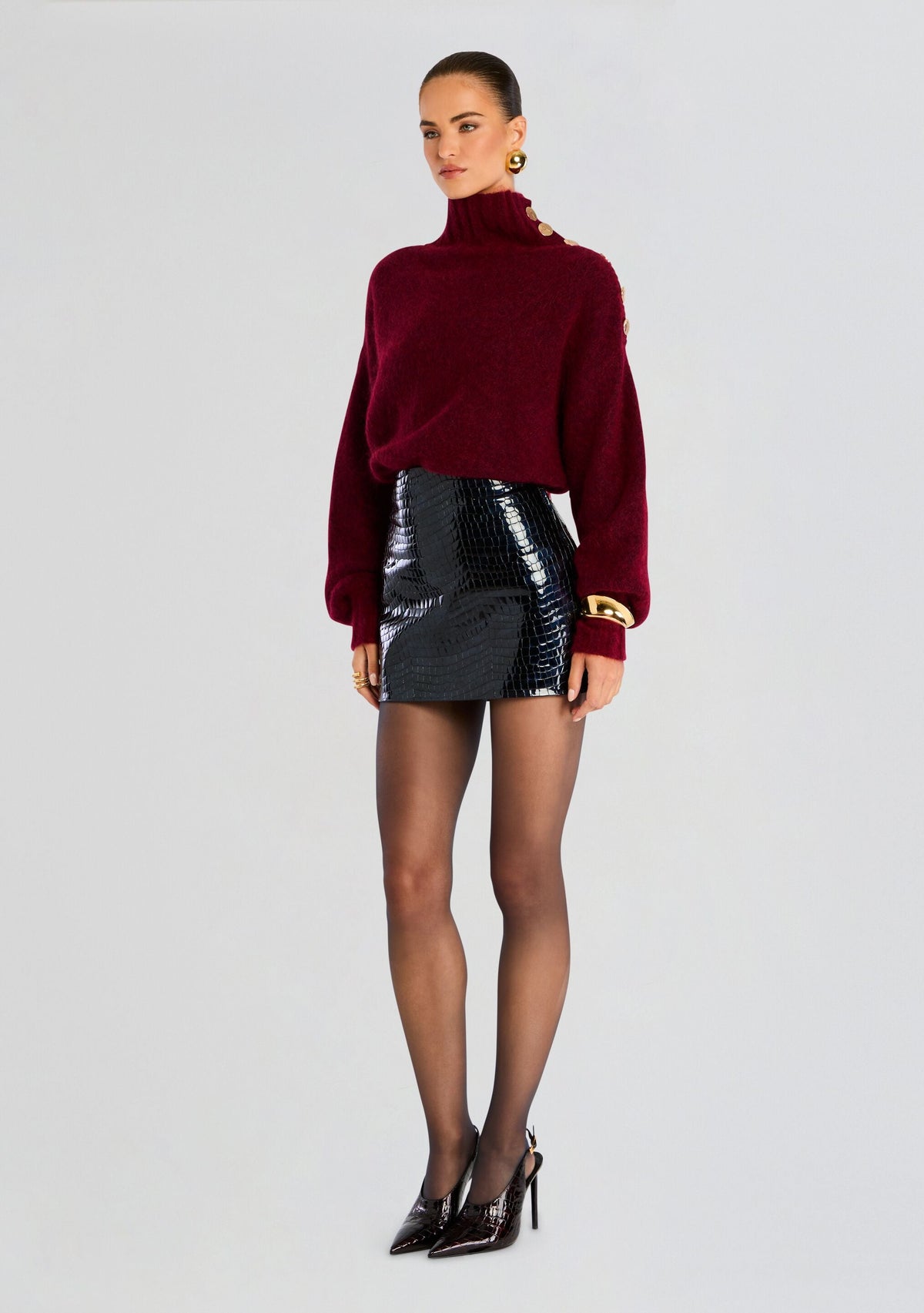 Camila Leather Skirt by retrofête in Night Sky, product image 4