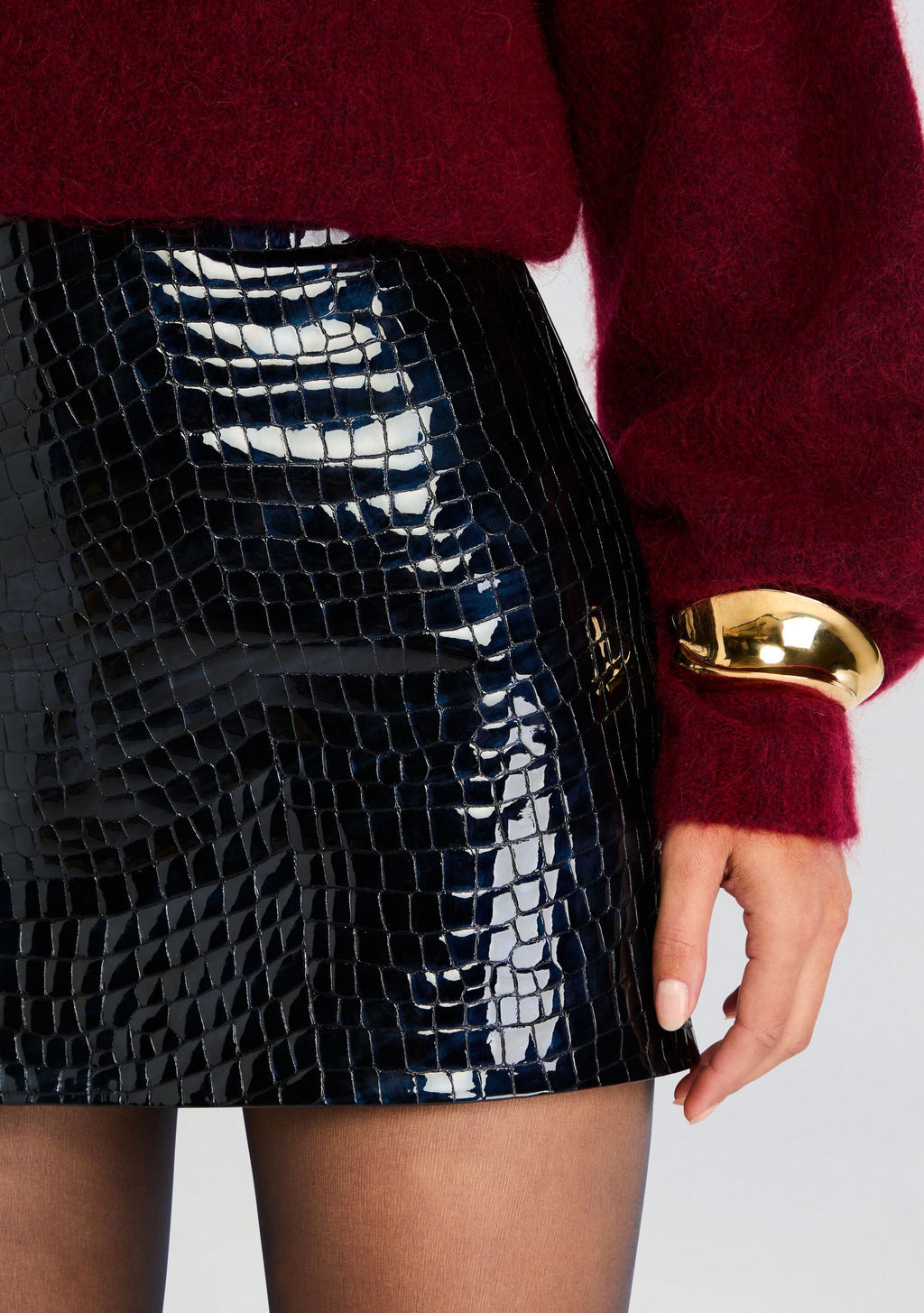 Camila Leather Skirt by retrofête in Night Sky, product image 3