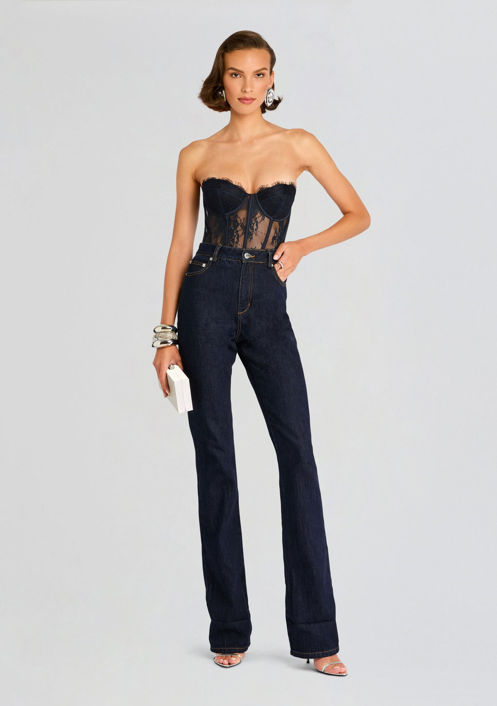 Otto Lace Bodysuit by retrofête in Navy, product image 5