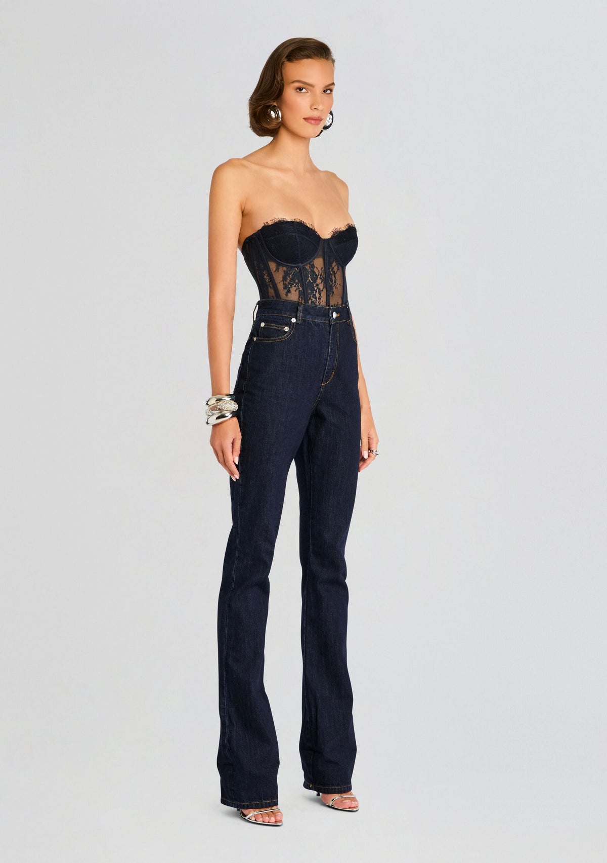 Otto Lace Bodysuit by retrofête in Navy, product image 3