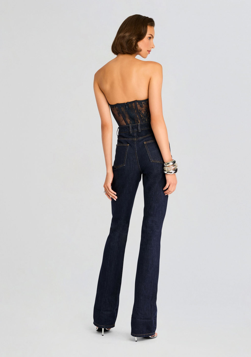 Otto Lace Bodysuit by retrofête in Navy, product image 4