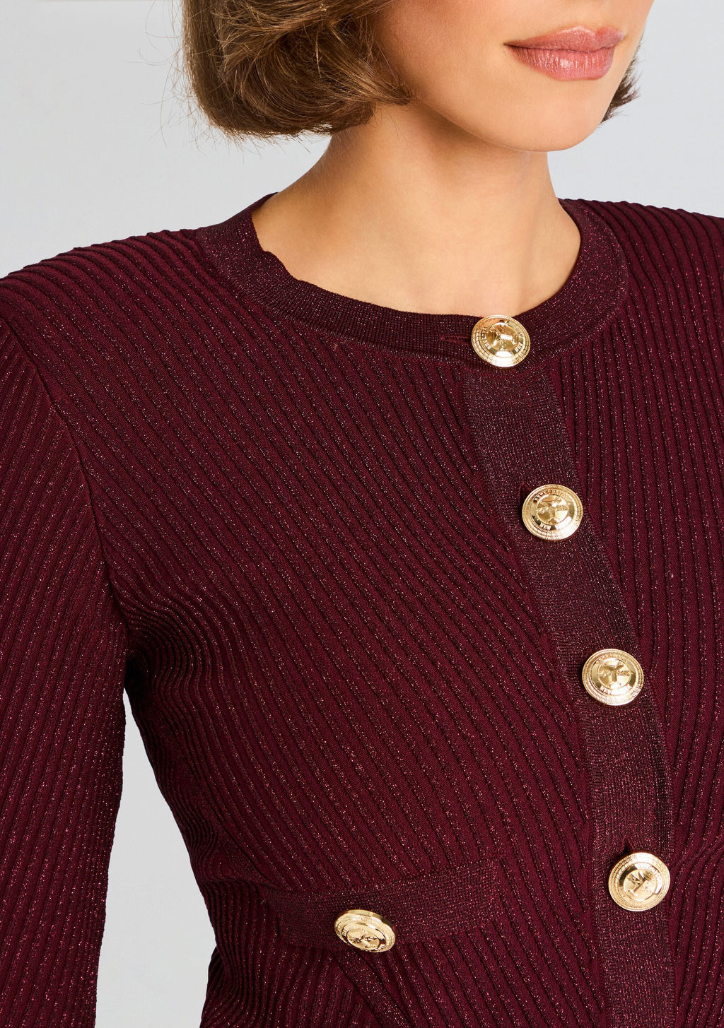 Sephira Metallic Knit Jacket by retrofête in Metallic Port, product image 6