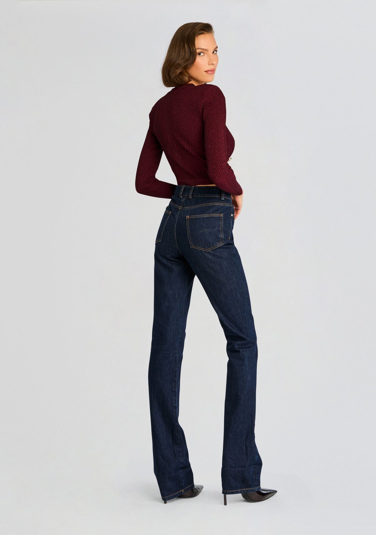 Sephira Metallic Knit Jacket by retrofête in Metallic Port, product image 4