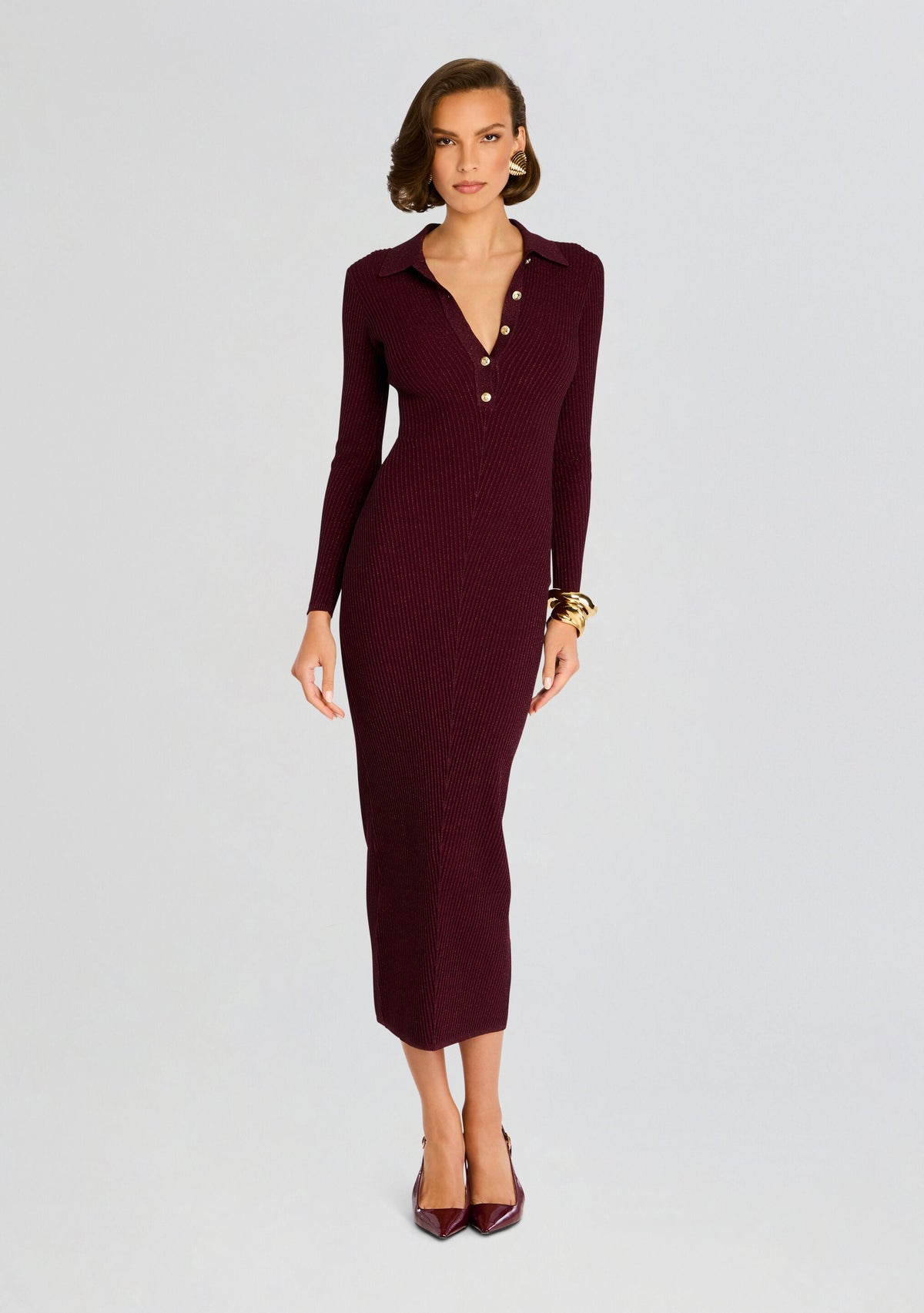 Buffy Metallic Knit Dress by retrofête in Metallic Port, product image 4