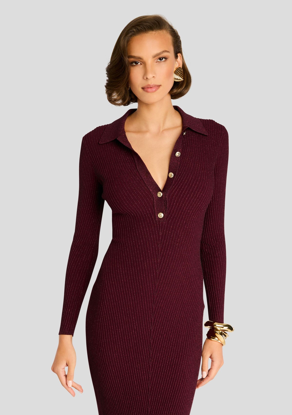 Buffy Metallic Knit Dress by retrofête in Metallic Port, product image 5