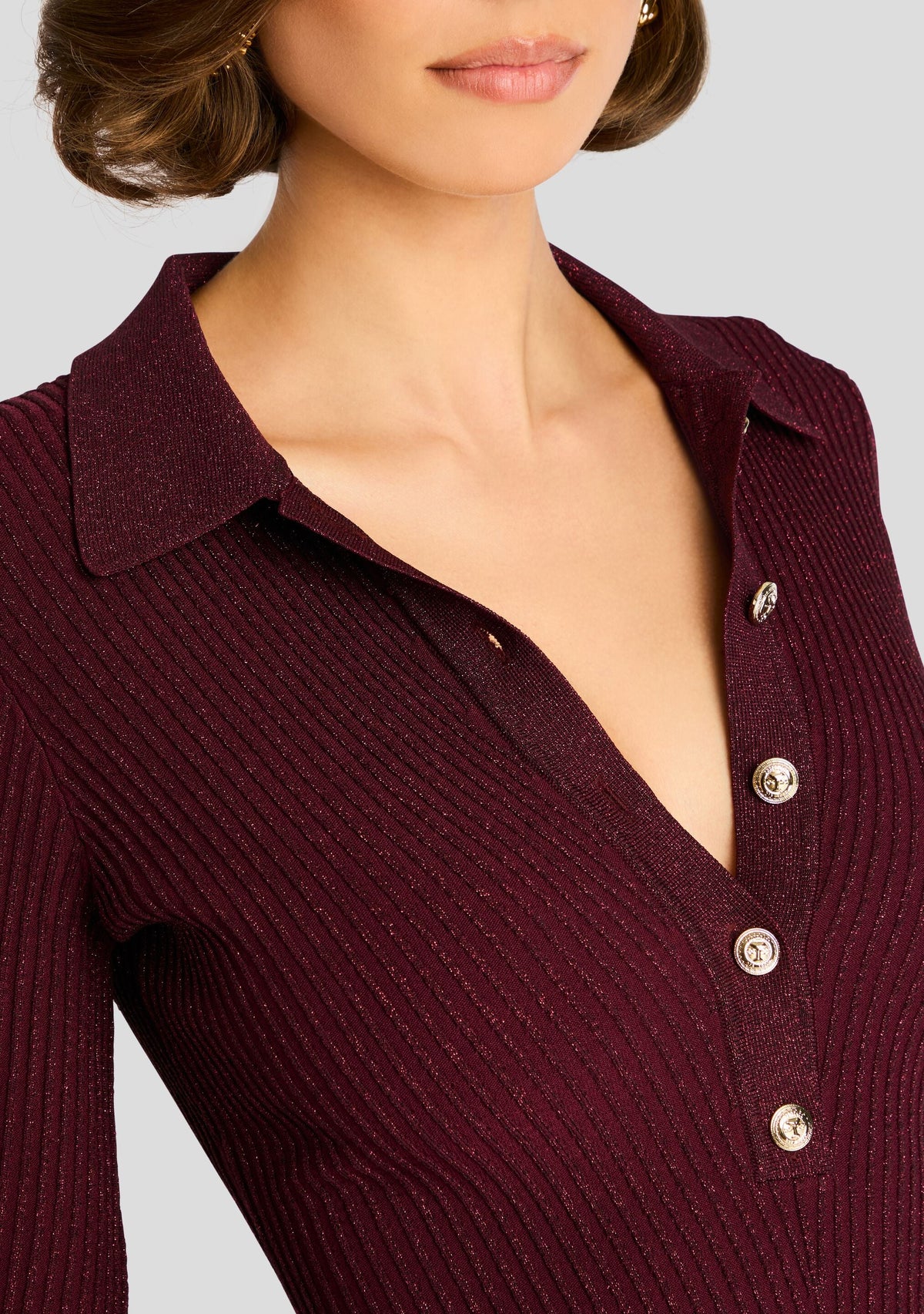 Buffy Metallic Knit Dress by retrofête in Metallic Port, product image 2