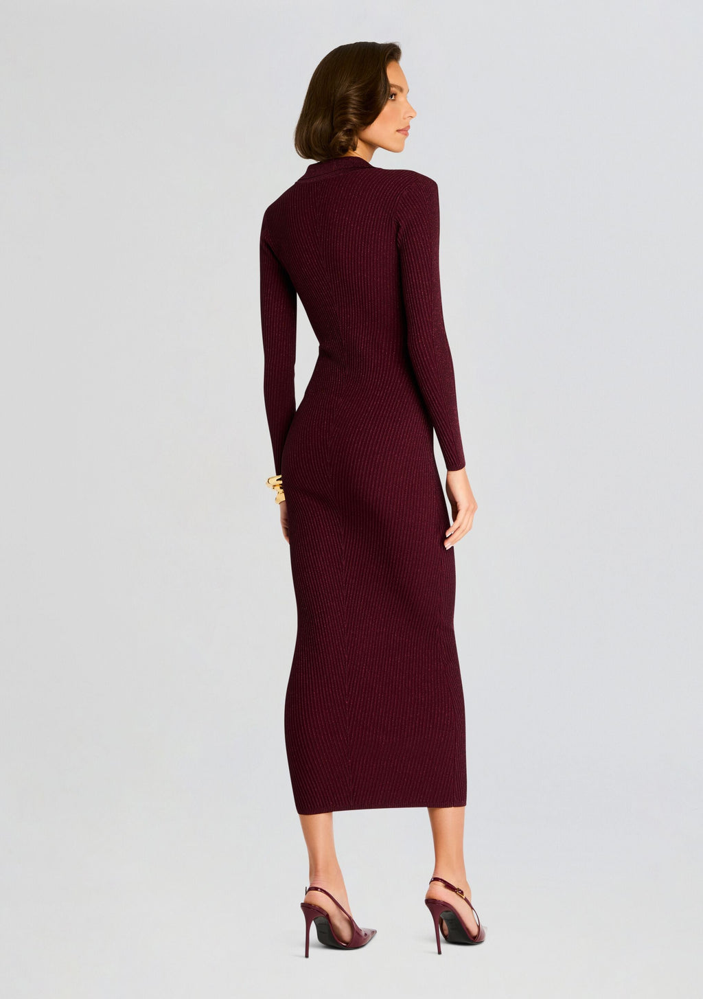 Buffy Metallic Knit Dress by retrofête in Metallic Port, product image 3
