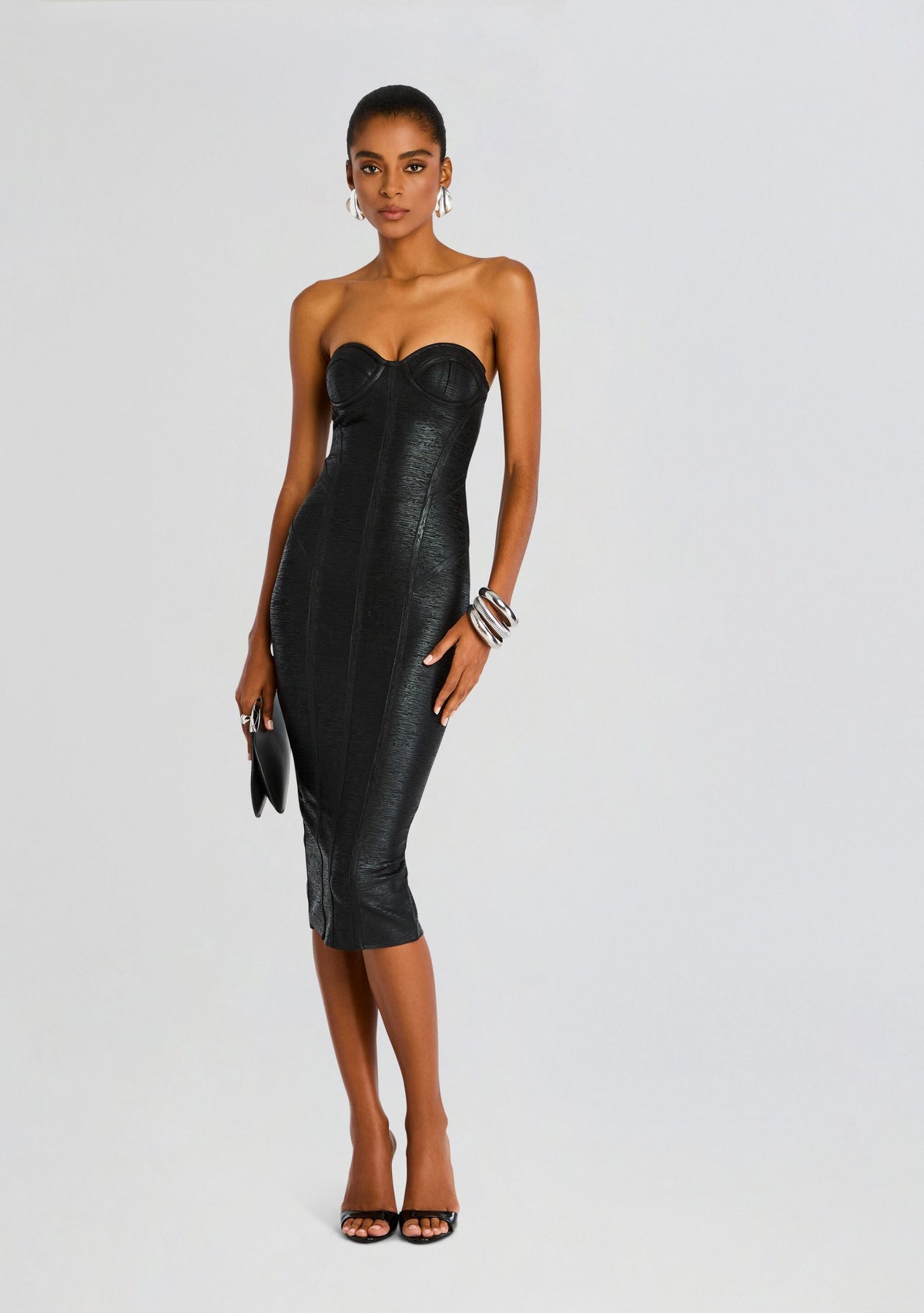 Charlize Coated Knit Dress by retrofête in Coated Black, product image 1