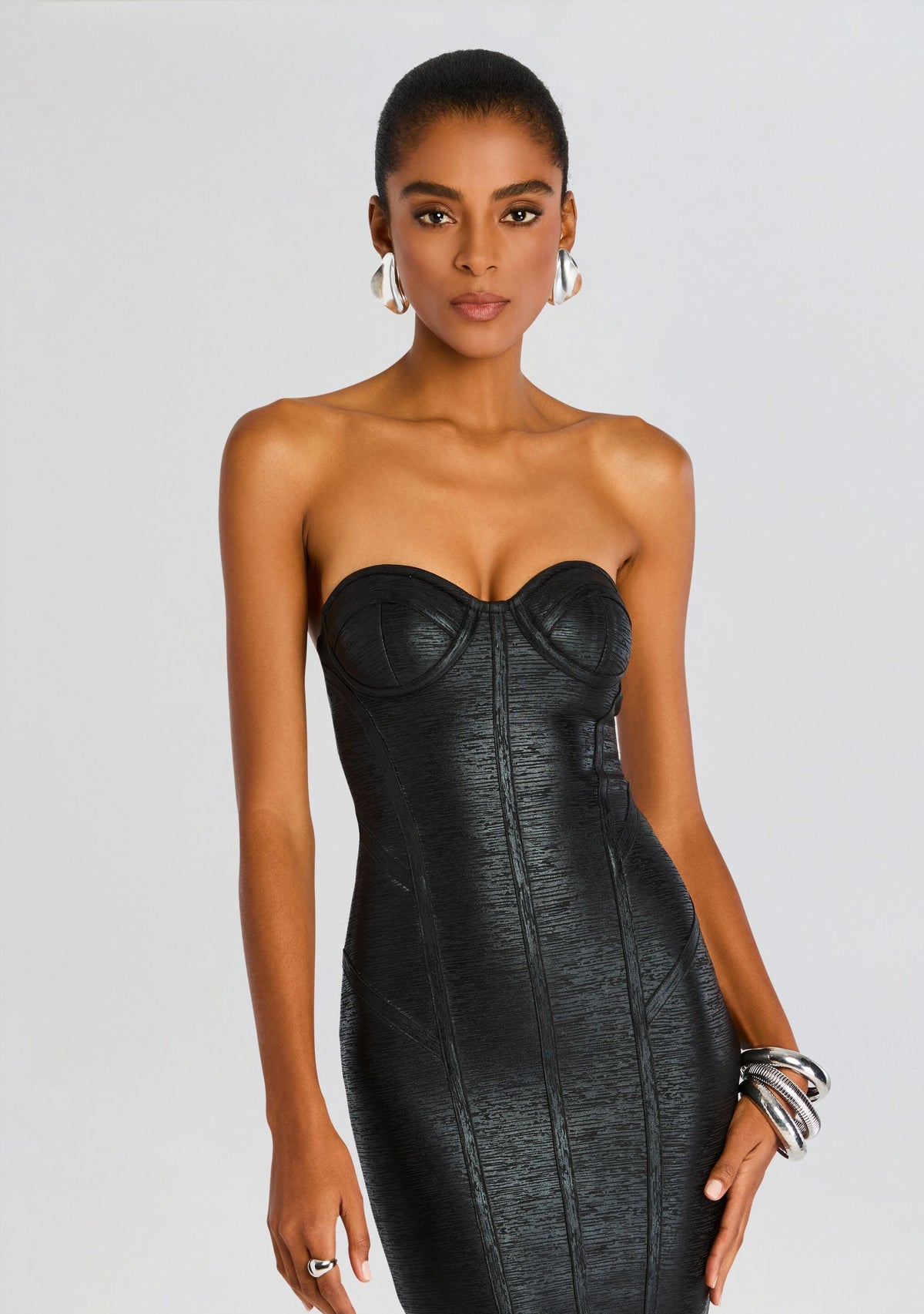 Charlize Coated Knit Dress by retrofête in Coated Black, product image 5