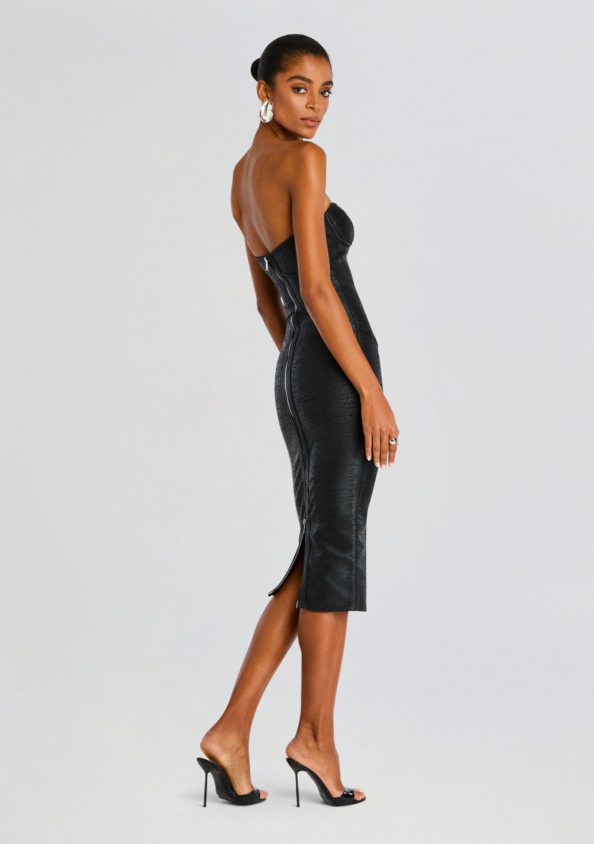 Charlize Coated Knit Dress by retrofête in Coated Black, product image 4