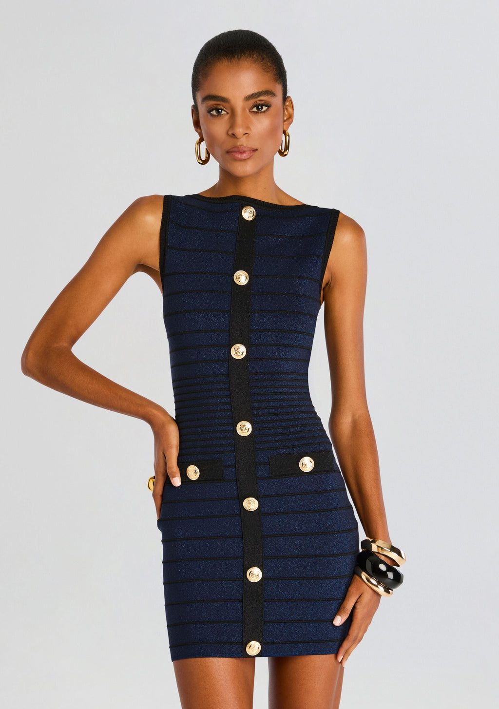 Erin Bandage Knit Dress by retrofête in Navy/Black, product image 5