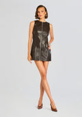 Aria Vegan Leather Mini Dress by SEROYA in Ash Brown, product image 1