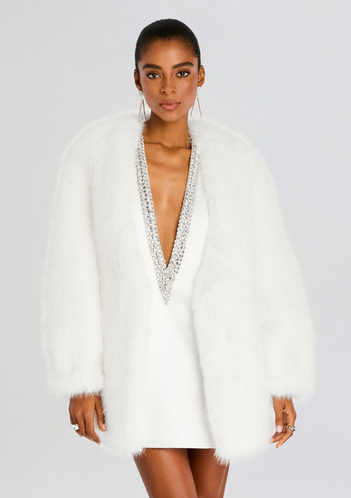 Heiress Faux Fur Jacket by retrofête in White, product image 1