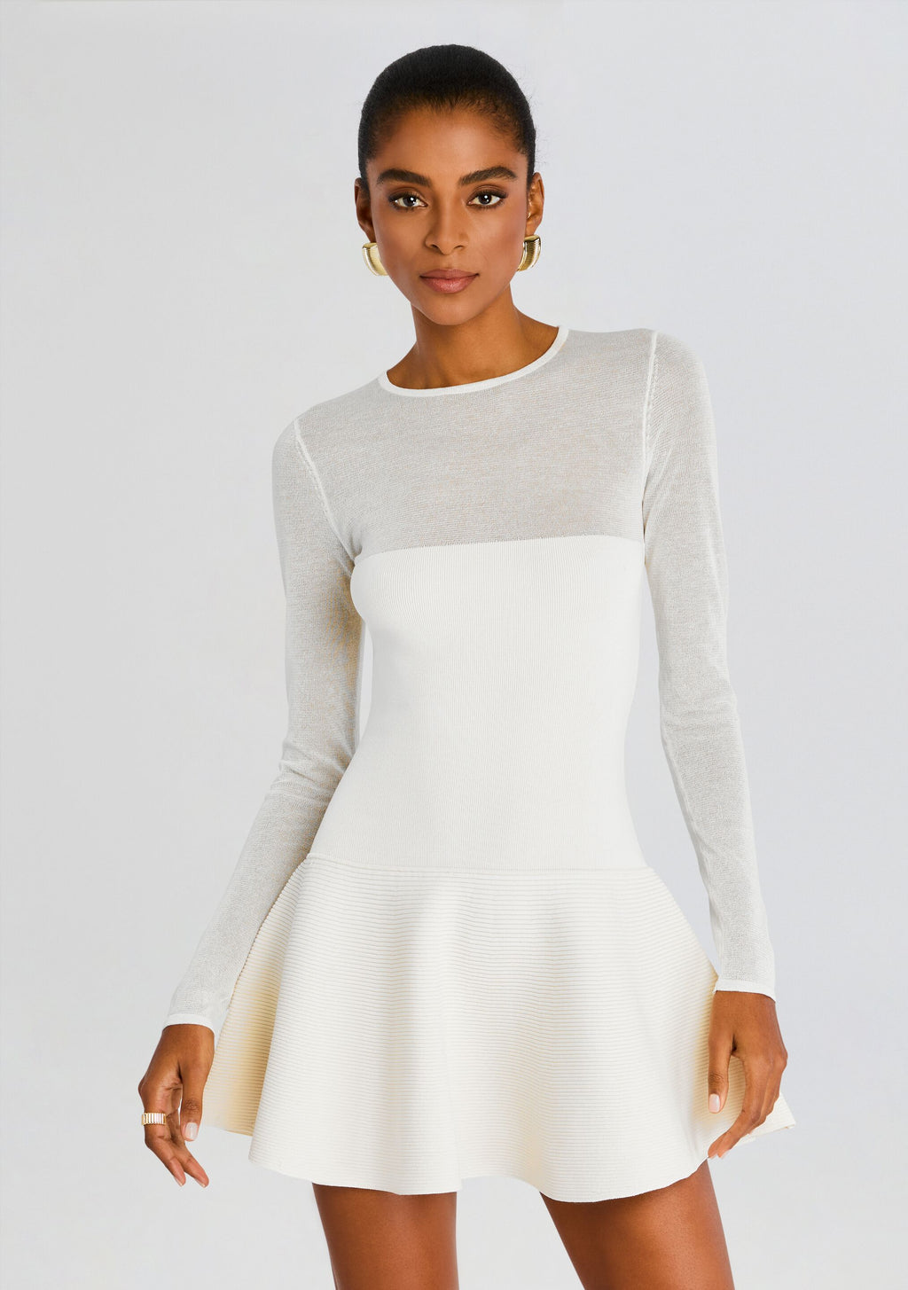 Joselyn Knit Mini Dress by SEROYA in Eggshell, product image 5