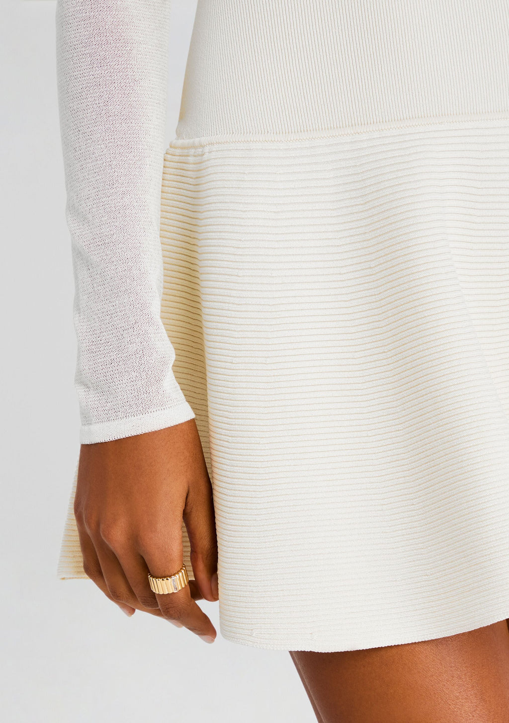 Joselyn Knit Mini Dress by SEROYA in Eggshell, product image 2