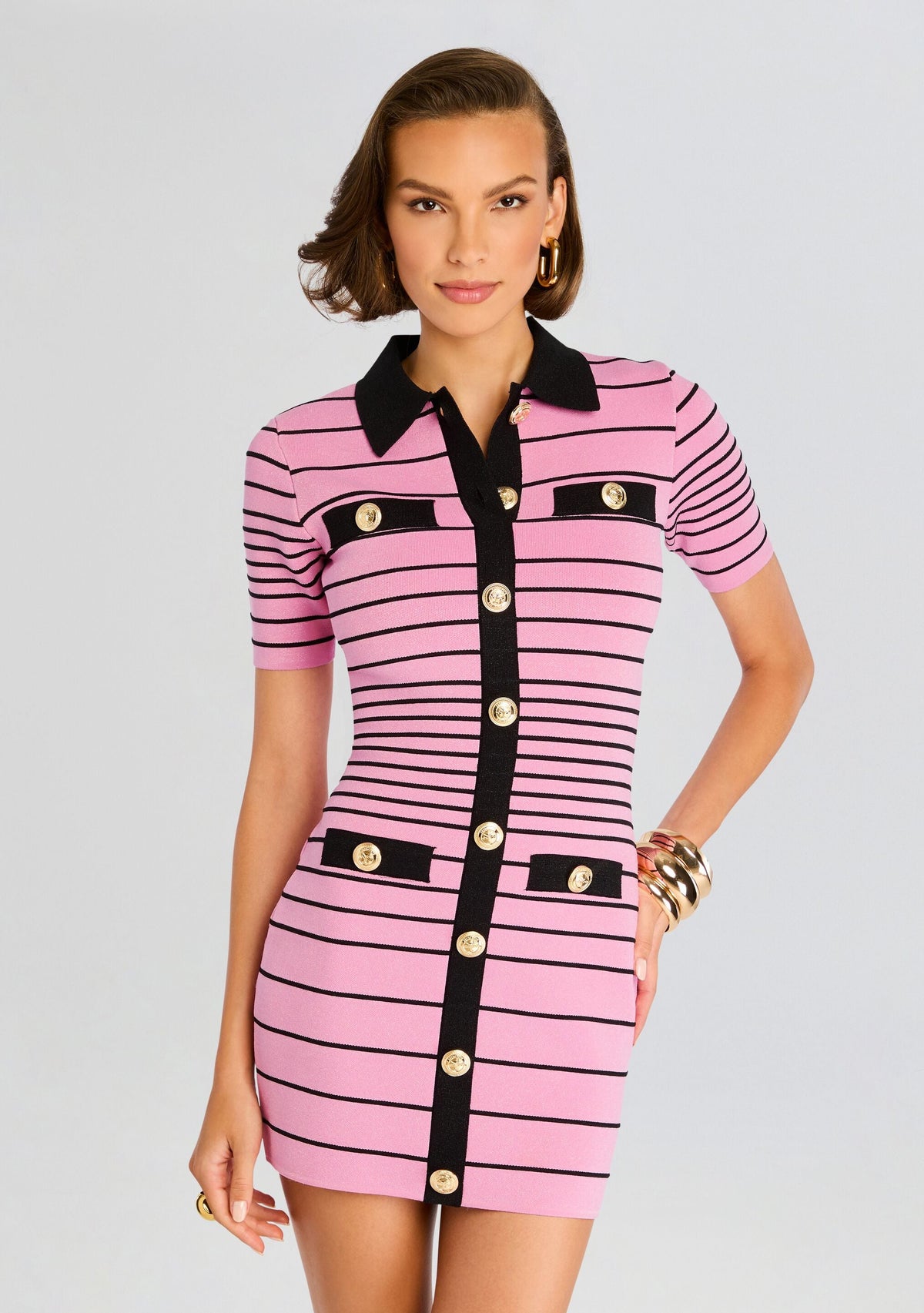 Kiersten Metallic Knit Dress by retrofête in Metallic Light Rose, product image 5